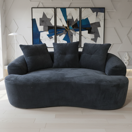 65.35' Curved Loveseat Sofa with Pocket Spring Cushions for Soft Seating, Small Space Couch with 3 Throw Pillows, No Assembly Needed, Black