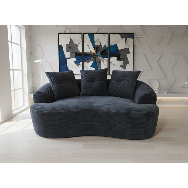 65.35' Curved Loveseat Sofa with Pocket Spring Cushions for Soft Seating, Small Space Couch with 3 Throw Pillows, No Assembly Needed, Black