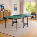 8 FT Foldable Portable Ping Pong Table with Quick-Clamp Net & Post Set, Indoor & Outdoor Use, Supports Solo Play Mode, Green