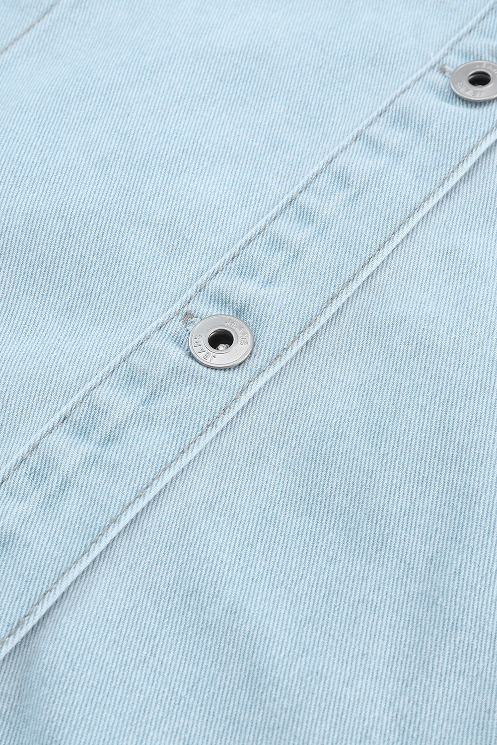 Wholesale Light Blue Flap Pocket Buttoned Raw Hem Denim Shacket - Eloy Royal