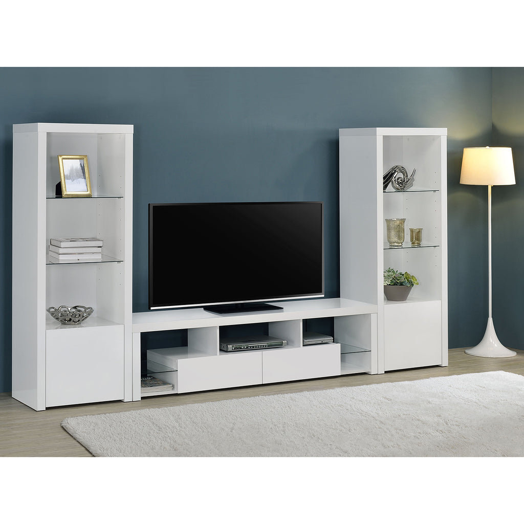 Lance White High Gloss 3-piece TV Entertainment Center