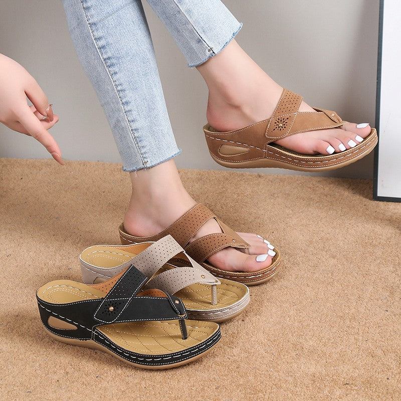 Women's Thong Sandals Platform Outdoor Beach Shoes Chunky Heel Non-slip Slides Casual Slipper - Eloy Royal