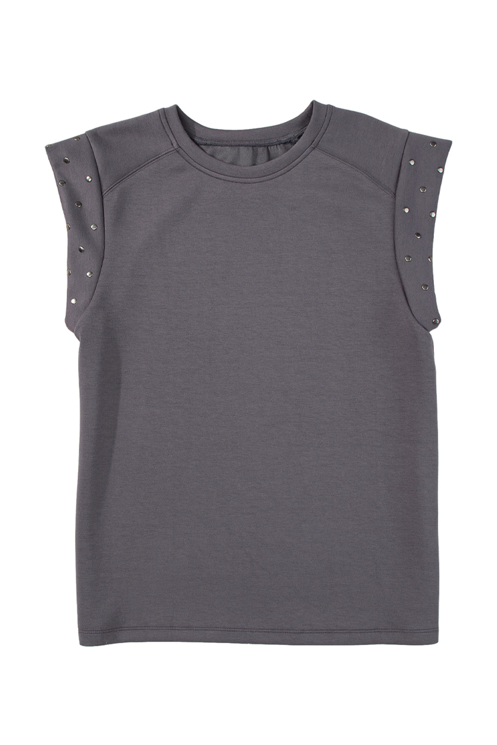 Dark Grey Casual Studded Round Neck T Shirt - Eloy Royal