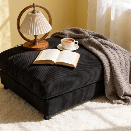 Corduroy Upholstered Rectangle Ottoman