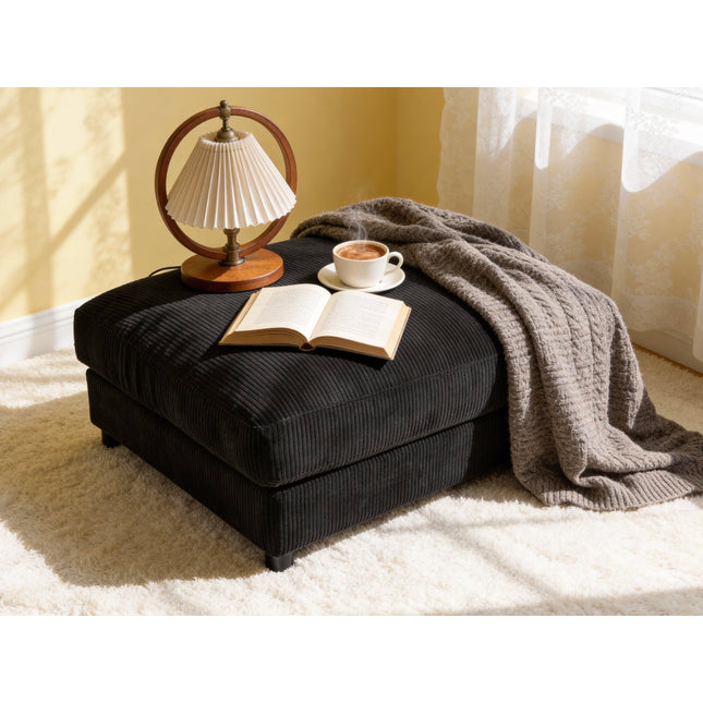 Corduroy Upholstered Rectangle Ottoman