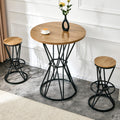 Single package bar, table, chair set.31.5-inch wood grain MDF tabletop with black metal frame, industrial style bar counter combination,suitable for kitchen island countertops,seating 2 people.