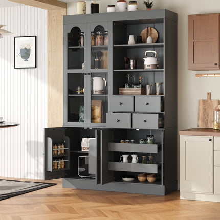 Tall Kitchen Pantry Cabinet with 4 Drawers