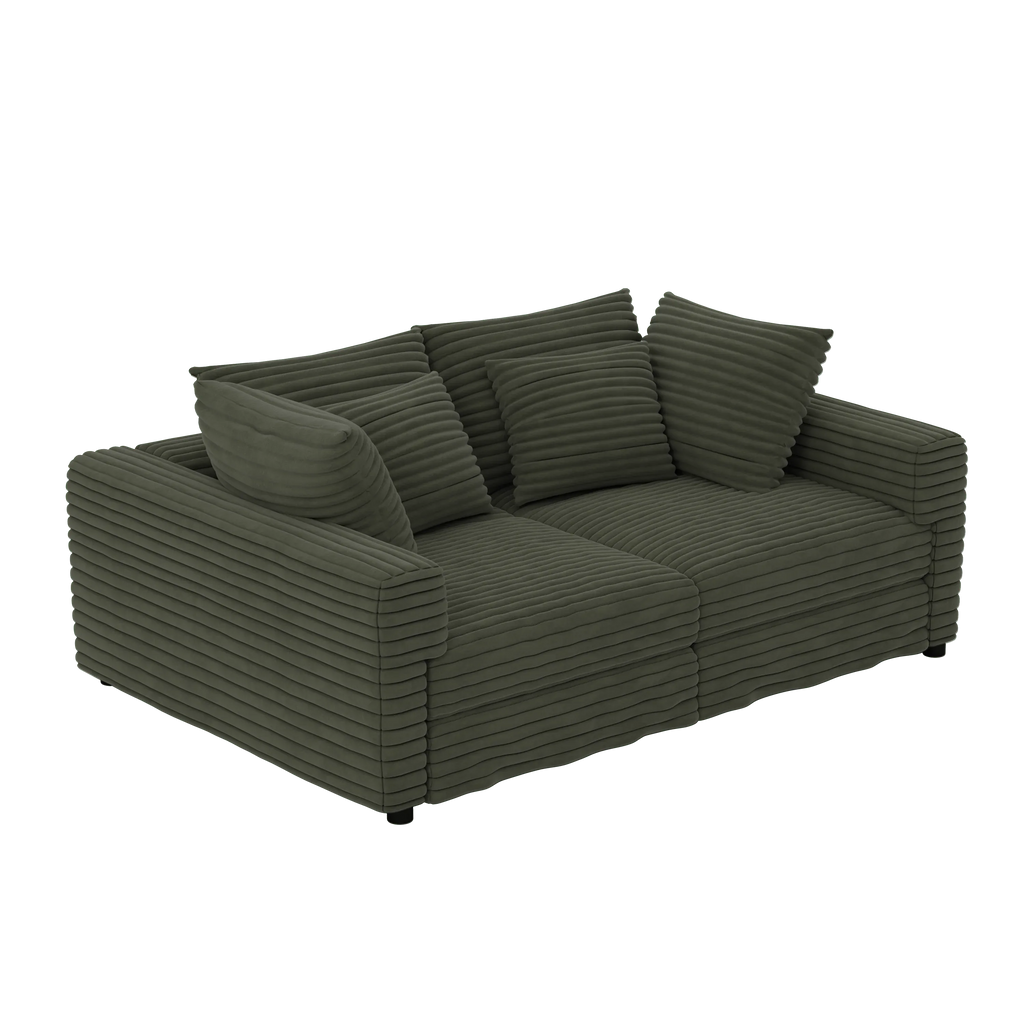 102.4 'Plush Corduroy 4-Seat Sofa,Modern Comfy Upholstered Sofa Cloud Couch,Deep Seat Couches with Soft Pillows and Movable Ottoman,Convertible Sofa Lounge Chair,for Living Room,Apartment,Office,Green - Eloy Royal