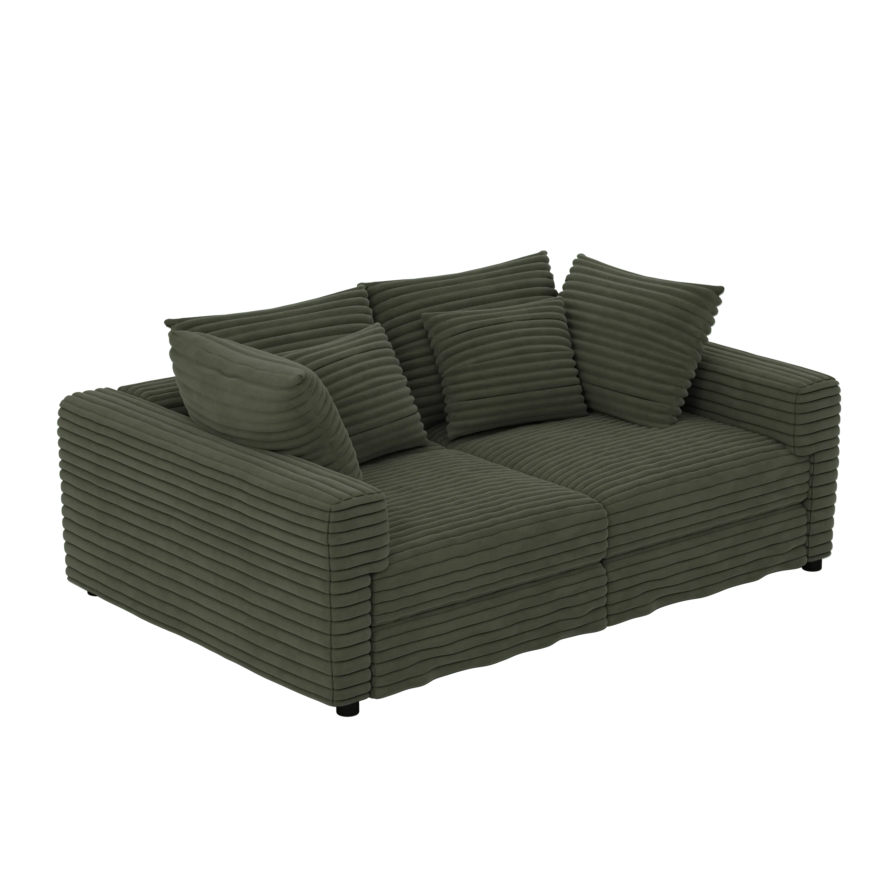 102.4 'Plush Corduroy 4-Seat Sofa,Modern Comfy Upholstered Sofa Cloud Couch,Deep Seat Couches with Soft Pillows and Movable Ottoman,Convertible Sofa Lounge Chair,for Living Room,Apartment,Office,Green - Eloy Royal