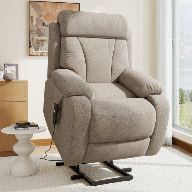 Power Lift Recliner for Elderly, Lift Chair Recliners for Small Spaces, Electric Recliner Chairs for Seniors, Remote Control, Adjustable, Side Pocket (Brown+ Snowflake Velvet)