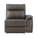 Power Right Side Reclining Chair with Headrest USB Port Leather Dark brown