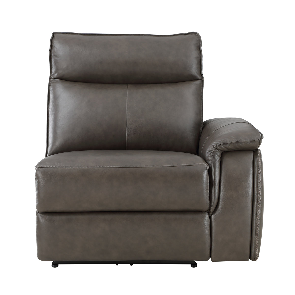 Power Right Side Reclining Chair with Headrest USB Port Leather Dark brown