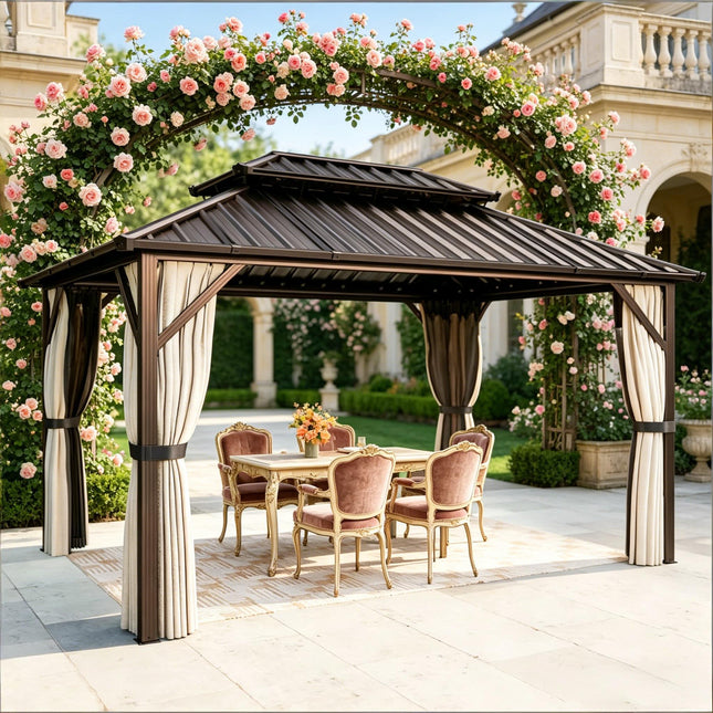 Garden Hardtop Gazebo,Outdoor Gazebo,Waterproof Patio Aluminum Gazebo(Only includes Gazebo)
