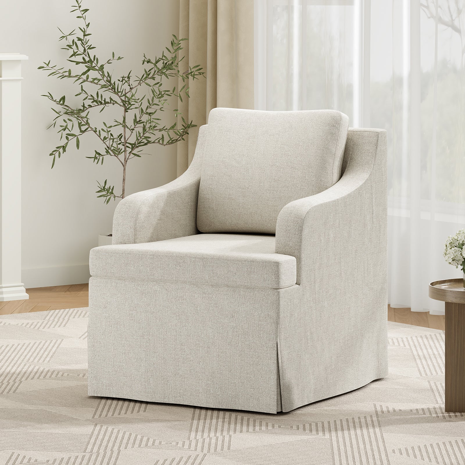 Armless Accent Chair, Corduroy Upholstered Lounge Chair with High-Density Sponge Seat, Modern Single Sofa Chair for Living Room Bedroom Reading Corner