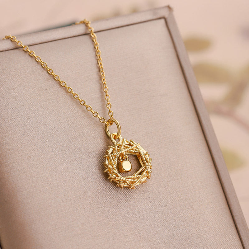 Gold Circle Net Design Necklace For Women