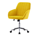 TY Modern Office Chair with Gold Base, Bright Yellow Velvet Upholstery, Wide Backrest and Adjustable Height for Home or Office Use