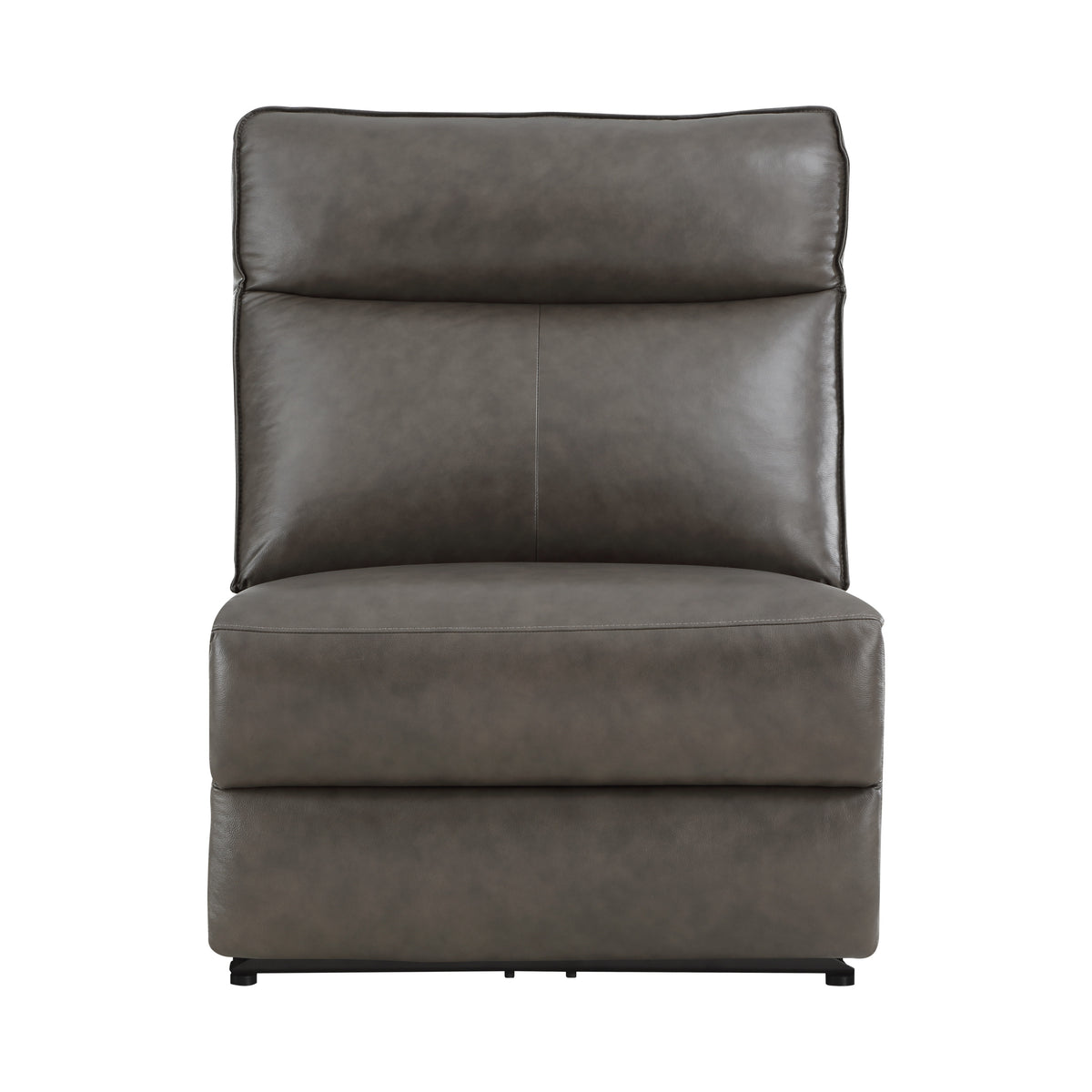 Power Armless Reclining Chair with Headrest Leather Dark brown
