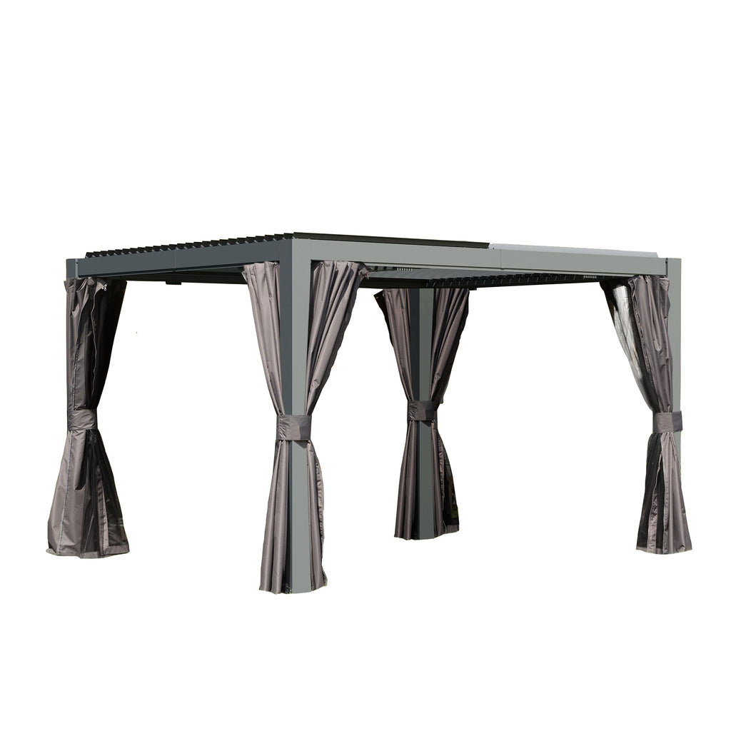 10x12 FT Outdoor Louvered Pergola with Adjustable Louvers-Gray