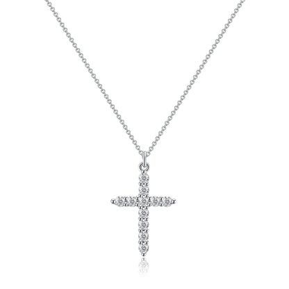 Fashion Jewelry Cross Full Diamond Crown Rotatable Necklace