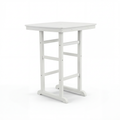 White HDPE Outdoor Bar Height Patio Table with Slatted Top, 31.1 in, All-Weather