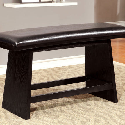 Modern Contemporary Style 1pc Counter Height Bench Leather Padded Seat Black Finish