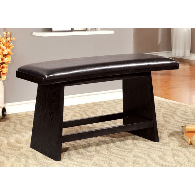 Modern Contemporary Style 1pc Counter Height Bench Leather Padded Seat Black Finish