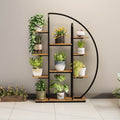 62.2 Inch Tall Metal Indoor Plant Stand with Grow Lights, 9 Tier Moon-Shaped Plant Shelf with LED Light, Large Multi-Tier Flower Rack Display Plant Holder for Living Room Balcony Multiple Plants