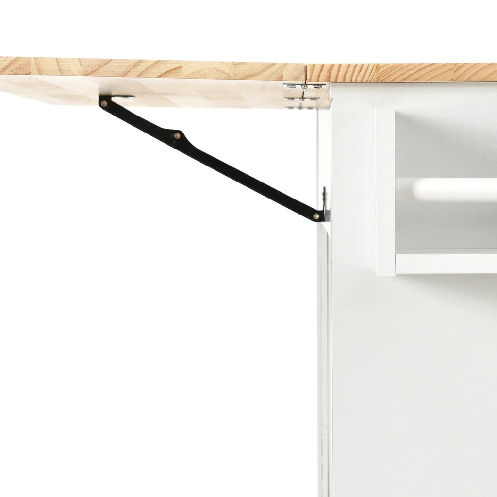 Rolling Mobile Kitchen Island with Solid Wood Top and Locking Wheels,52.7 Inch Width,Storage Cabinet and Drop Leaf Breakfast Bar,Spice Rack, Towel Rack & Drawer (White) - Eloy Royal