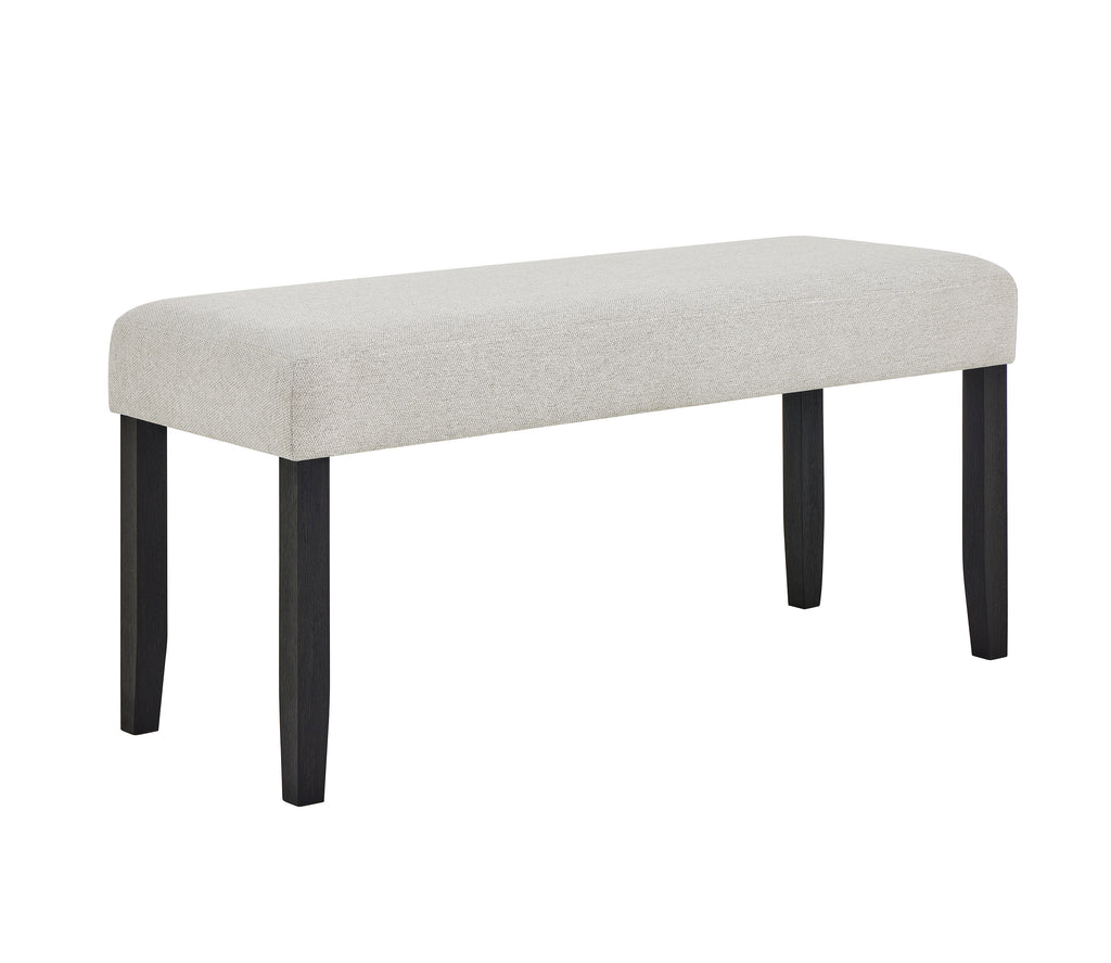 1pc Contemporary Upholstered Dining Bench Light Gray Finish Dining Room Living Room Wooden Furniture Black Finish