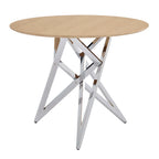 37Inch Round Dining Table, Small Round Kitchen Table With Silver Metal Legs, Suitable For 2 To 4 People, Modern Dining Room Table, Burlywood. - Eloy Royal