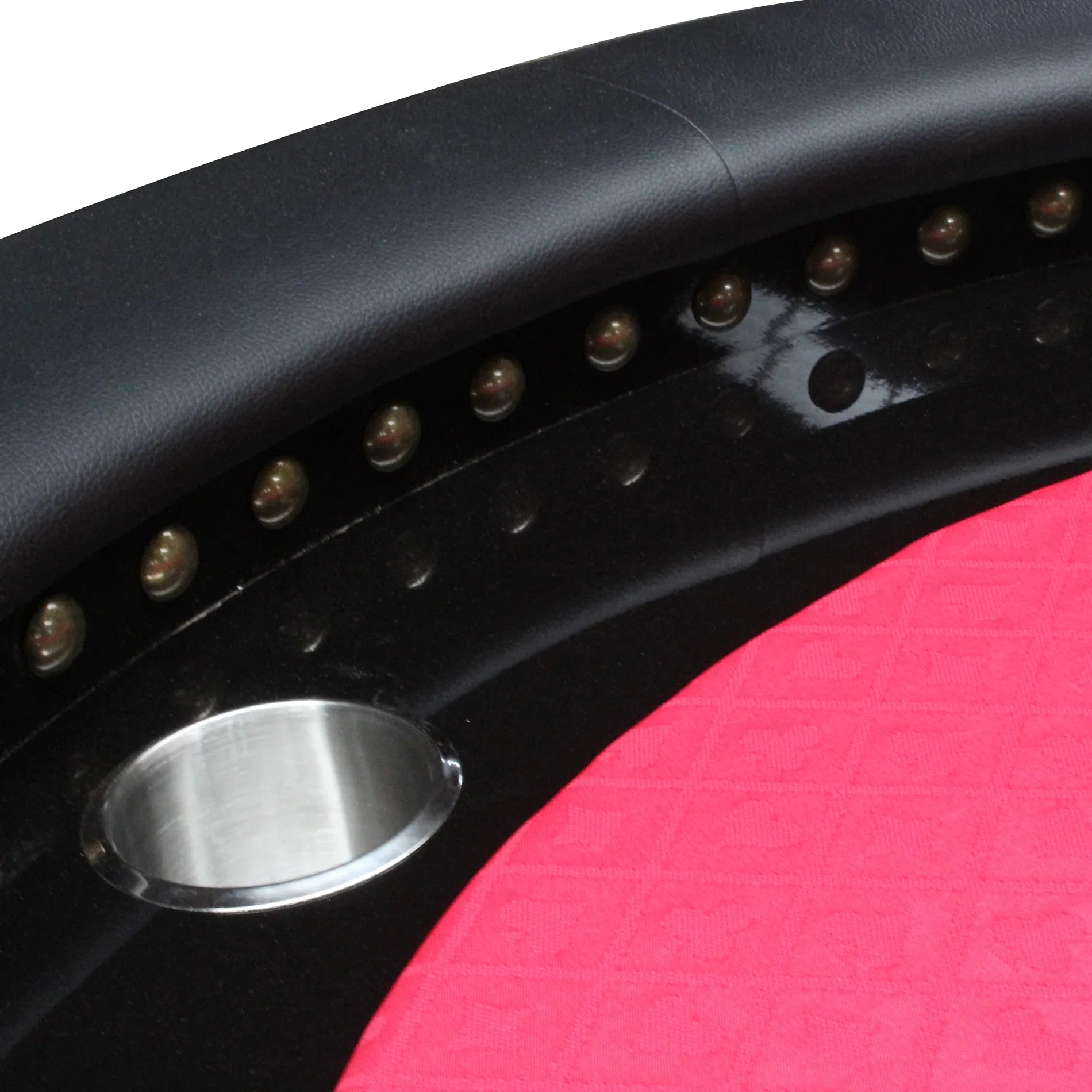 96-Inch Oval Game Table for Card Games, Upholstered Felt Surface with Cup Holders, Red - Eloy Royal