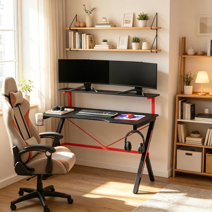 Modern Office Desk,Computer Desk,Gaming Desk with Double Desktop(Only Desk)
