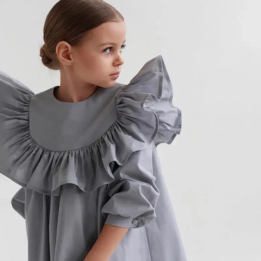 Baby Girl Cotton Ruffle Long Sleeve Dress - Eloy Royal