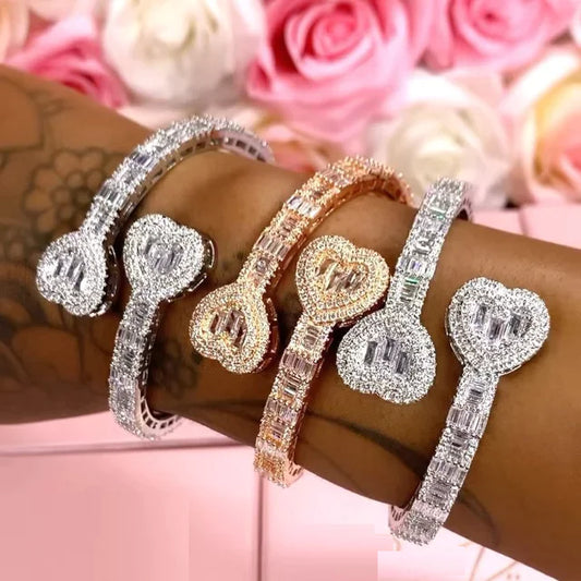 Iced Out Heart Shaped Bangle - Eloy Royal