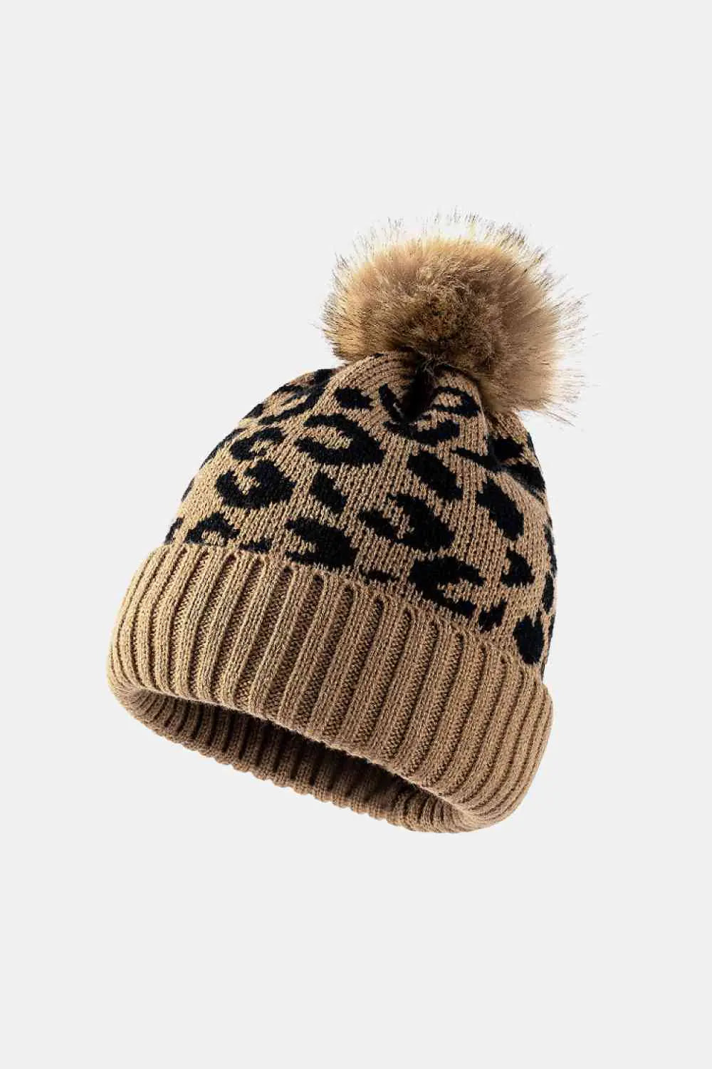 Leopard Pom-Pom Cuffed Beanie - Eloy Royal