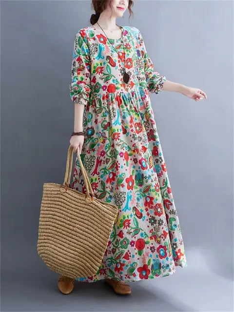 Floral Print Long Sleeve Dresses - Eloy Royal