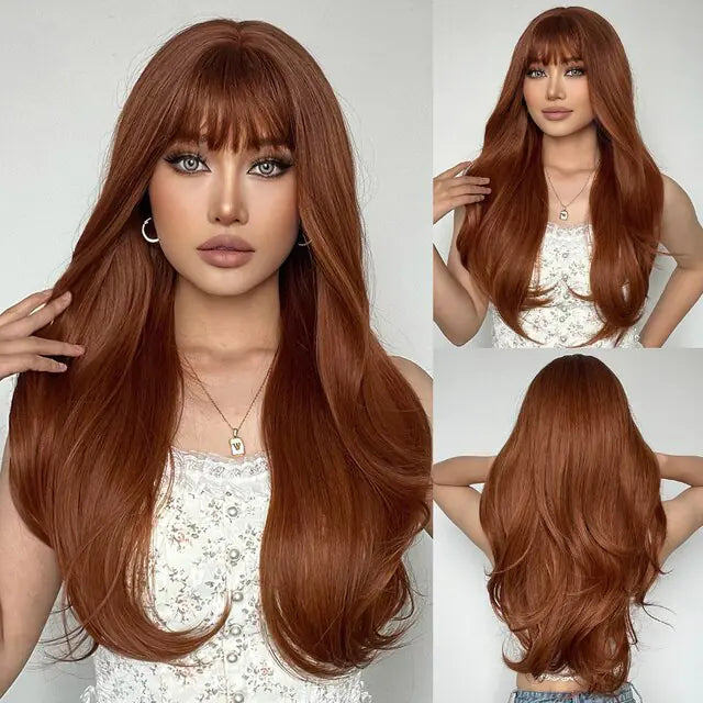 Synthetic Long Brown Wig - Eloy Royal