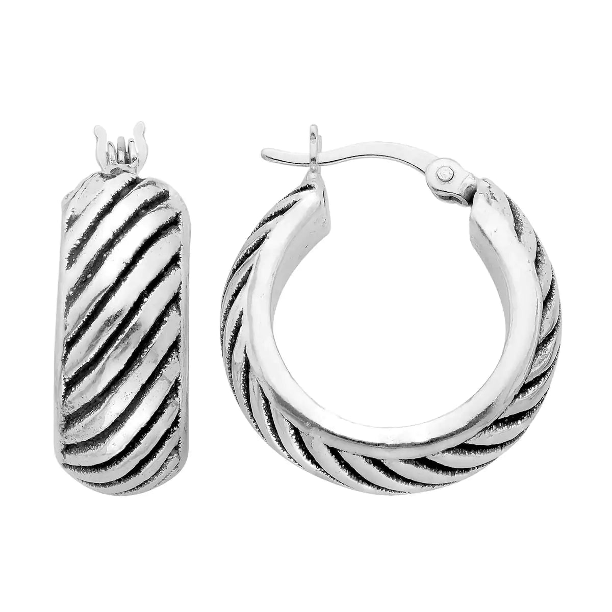 Sterling Silver Slashed Hoop Earrings - Eloy Royal