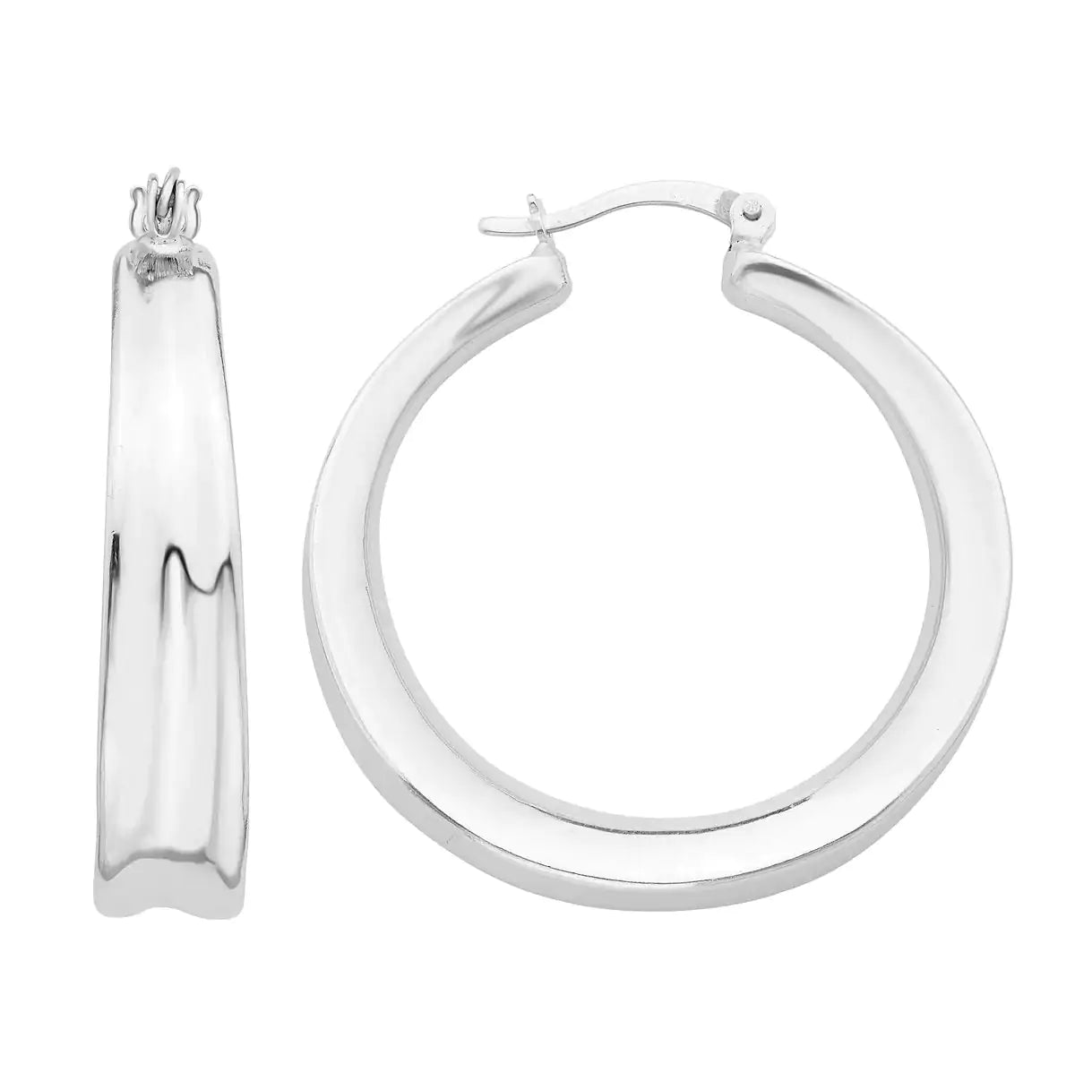 Sterling Silver Plain Polished Hoop Earrings - Eloy Royal