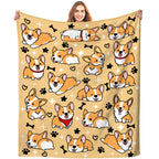 Cute Corgi Blanket Puppy Dog Pattern Blankets Bedding Soft Lightweight Flannel Throw Blankets Gifts for Corgi Lovers Kids Adults 80"X60"