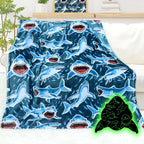 AISDE Shark Blanket Glow in The Dark Blanket for Boys Blue Throw Blanket Girls Whale Shark Blankets Kids Ocean Shark Decor Blankets 60"x80" Shark Blanket Twin Size 60" x 80" (150 x 200 cm)