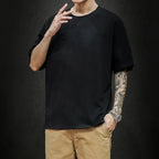Men's Casual Cotton Short Sleeve Tee - Oversized Streetwear