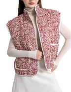 Kissonic Women Floral Printed Vest Lightweight Sleeveless Coat Winter Warm Outwear(Pink-XL)