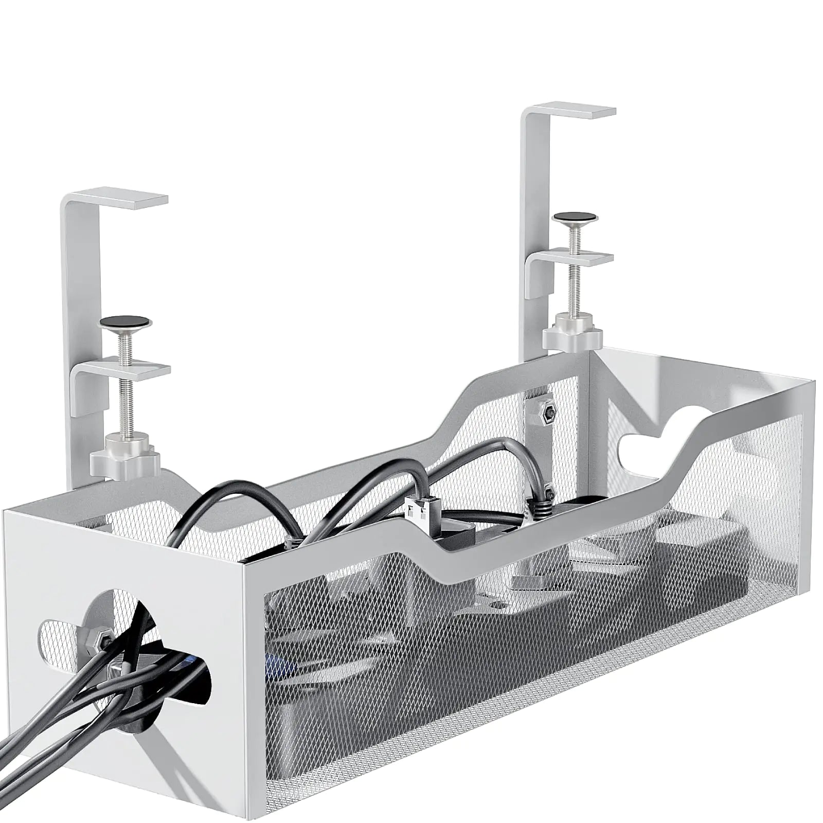 Cable Management Under Desk 13.38"- No Damage to Desk Standing Desk Cable Organizer Quszmd Under Desk Cord Organizer Under Desk Wire Management Tray White