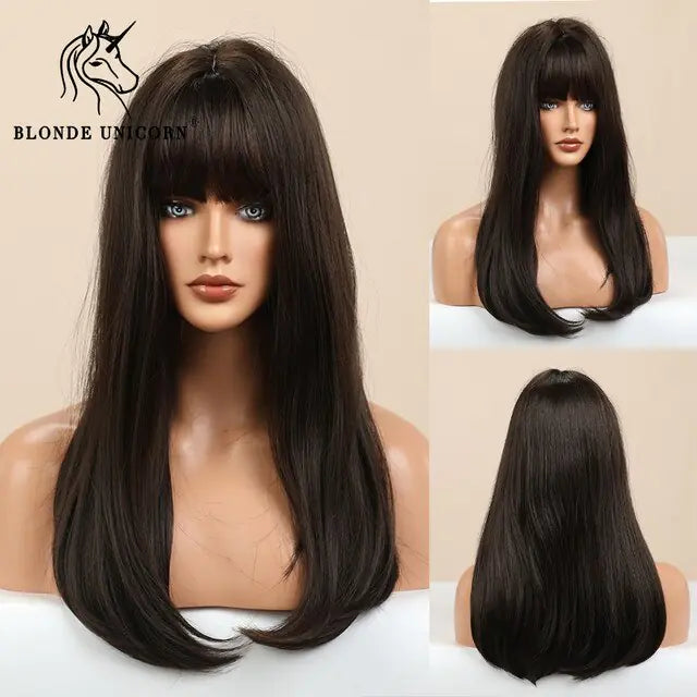 Synthetic Long Brown Wig - Eloy Royal