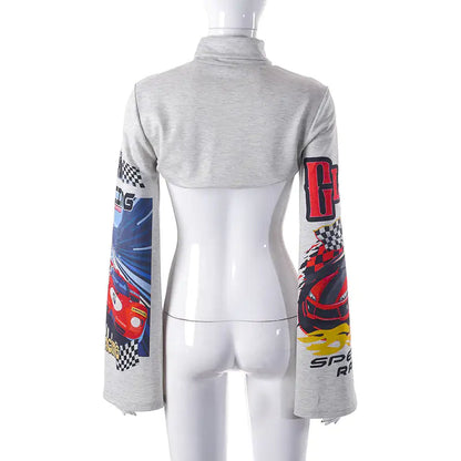 Speed Racing Cropped Knit Turtleneck Top - Eloy Royal