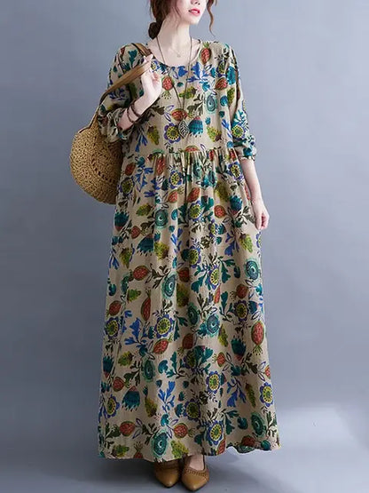 Floral Print Long Sleeve Dresses - Eloy Royal