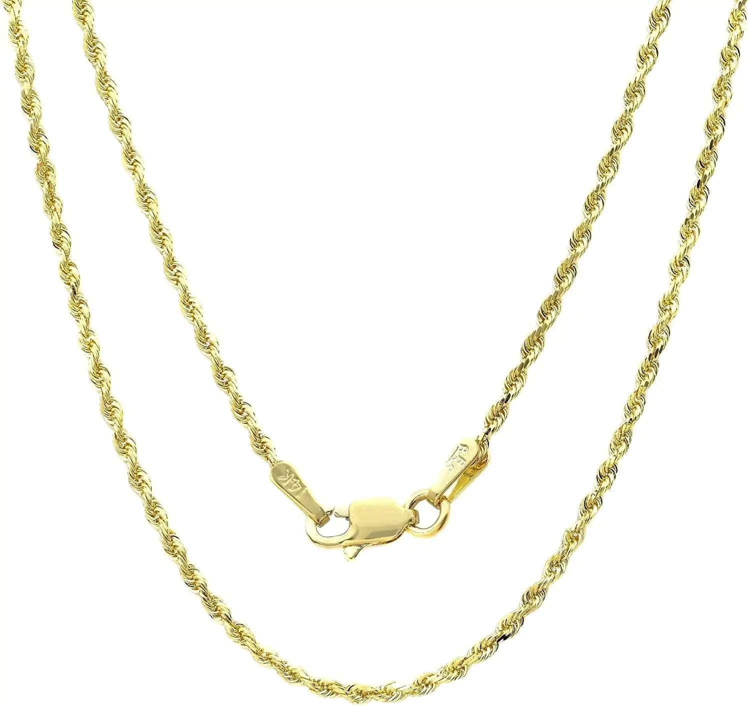 14k Gold Yellow Think Hollow Rope Chain 16"-24" - Eloy Royal