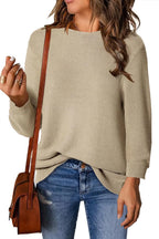 Allimy Dressy Sweaters Womens Plus Size Crewneck Festive 3/4 Length Sleeve Sparkly Fall Tops Knitted Sequin Tunic Sweater Holiday Elegant Pullover Sweater for Women Fall 2024 Fashion Khaki 2XL Khaki XX-Large