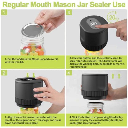 Cordless Electric Mason Jar Vacuum Sealer Kit